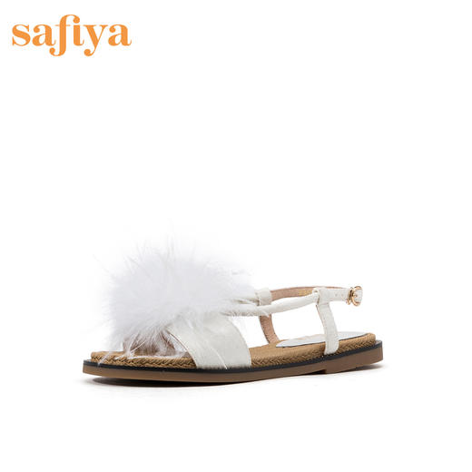 商场同款 |Safiya/索菲娅一字带平底甜美毛毛凉鞋2019夏季女SF92115041 商品图0
