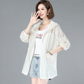 XP  LYSX2065新款时尚连帽宽松格子防晒衣