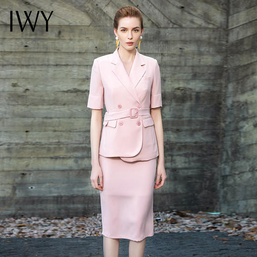 IWY/五分袖套裙西服套装藕粉色07C1+07S1 商品图6