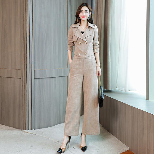 XP-GRS2876新款时尚气质显瘦阔腿裤两件套 商品图3