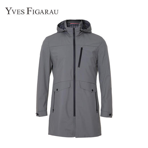 YvesFigarau伊夫·费嘉罗春秋商务休闲时尚舒适带帽（可拆卸）中长款风衣890503 商品图0