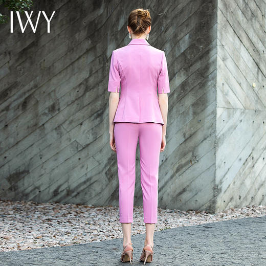 IWY/洋气浅紫色短袖西装职业装女套装名媛气质女神范时尚正装202002C1+P1 商品图2