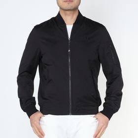 Marco Azzali 黑色豹子刺绣棒球领夹克 J5207200