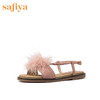 商场同款 |Safiya/索菲娅一字带平底甜美毛毛凉鞋2019夏季女SF92115041 商品缩略图1