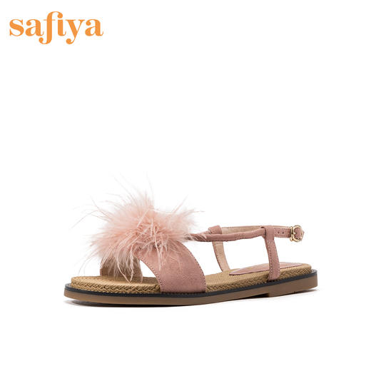 商场同款 |Safiya/索菲娅一字带平底甜美毛毛凉鞋2019夏季女SF92115041 商品图1
