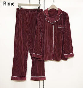 轻奢细条丝绒女士家居套装38149