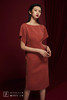 AtelierMissLu /Gonzales-肉桂橘露背斜扣方袖连身裙 商品缩略图4