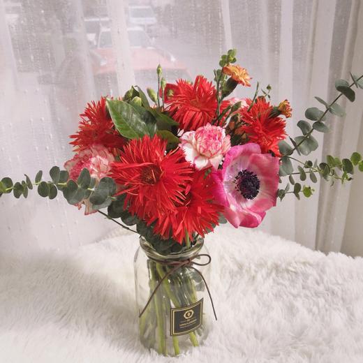 银莲花拉丝弗朗红色系瓶花