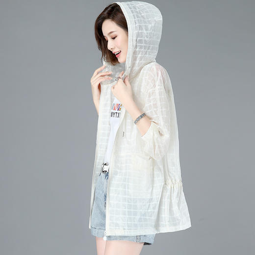 XP  LYSX2065新款时尚连帽宽松格子防晒衣 商品图3
