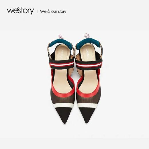 westory2020春夏新款拼色高跟凉鞋女简约包头单鞋W29BH60341 商品图2