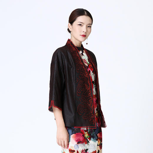 TANGY Collection天意莨绸绣花拼纱短外套 商品图3