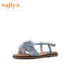 商场同款 |Safiya/索菲娅一字带平底甜美毛毛凉鞋2019夏季女SF92115041 商品缩略图2