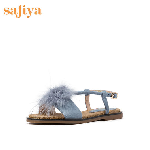 商场同款 |Safiya/索菲娅一字带平底甜美毛毛凉鞋2019夏季女SF92115041 商品图2