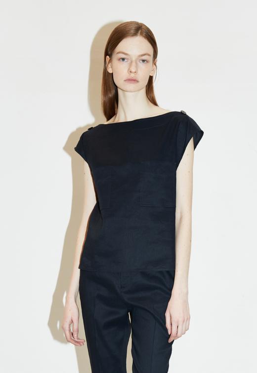 落肩袖直身背心