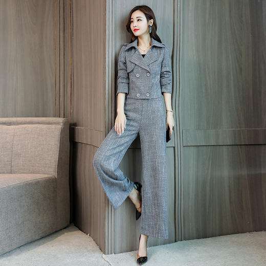 XP-GRS2876新款时尚气质显瘦阔腿裤两件套 商品图2