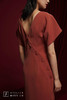 AtelierMissLu /Gonzales-肉桂橘露背斜扣方袖连身裙 商品缩略图0