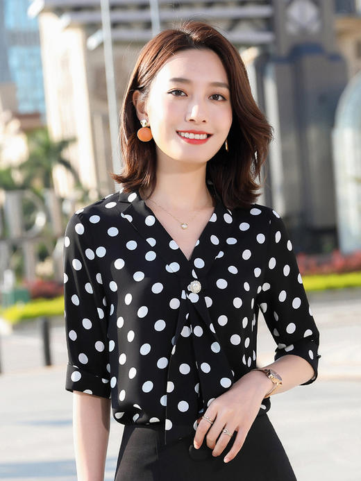 FH  2023时尚雪纺衬衣职业修身百搭衬衫 商品图0