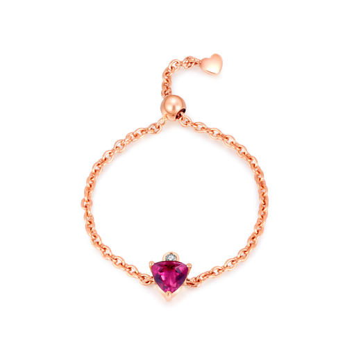 花园系列时尚宝石玫瑰色18K金红碧玺女戒彩色可调节女士链戒指（一口价） 商品图4