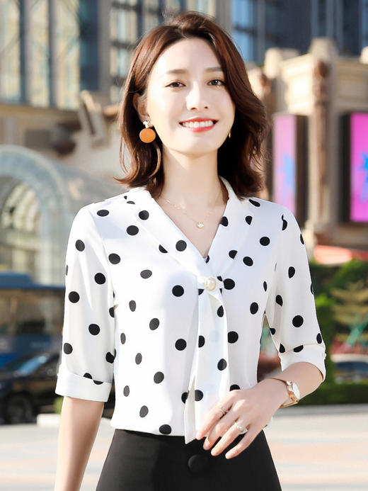 FH  2023时尚雪纺衬衣职业修身百搭衬衫 商品图1
