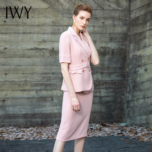 IWY/五分袖套裙西服套装藕粉色07C1+07S1 商品图5