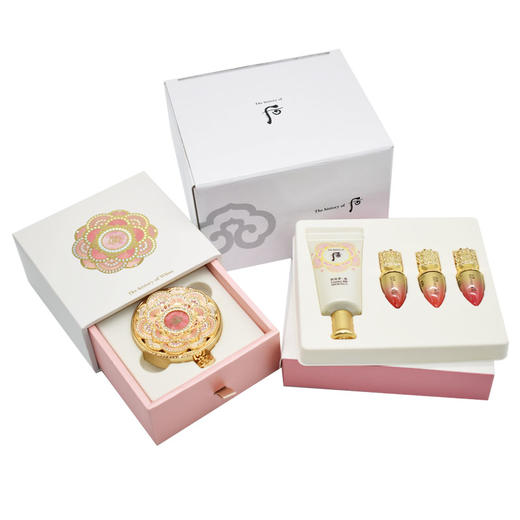 韩国Whoo后干粉套盒奢华宫中粉饼礼盒企划版12g*2+20ml+12#粉色3g+25#珊瑚红3g+42#红色3g 商品图9