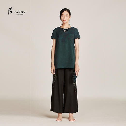 TANGY Collection天意弹力莨绣花长裤 商品图0