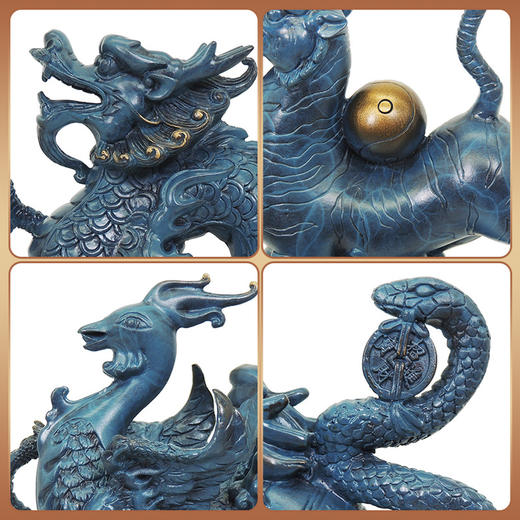 彩铜四兽 青龙白虎朱雀玄武家居客厅玄关桌面摆件 开业礼物 商品图5