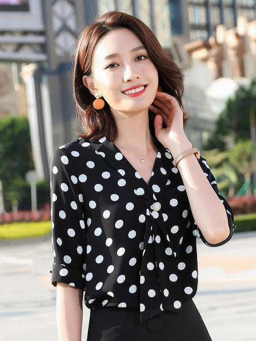 FH  2023时尚雪纺衬衣职业修身百搭衬衫 商品图2