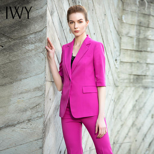 IWY/五分袖玫红色西装套装10C1+10P3 商品图5