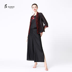 TANGY Collection天意莨绸绣花拼纱短外套