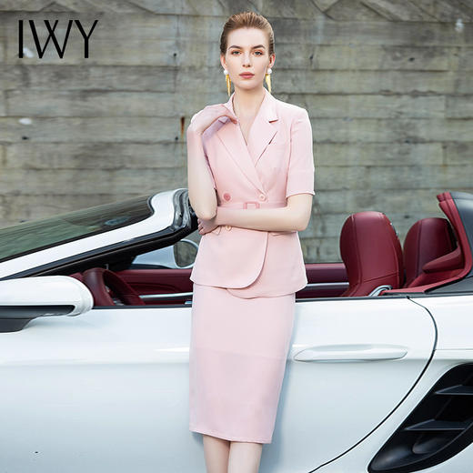 IWY/五分袖套裙西服套装藕粉色07C1+07S1 商品图3