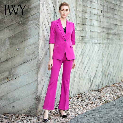 IWY/五分袖玫红色西装套装10C1+10P3 商品图1
