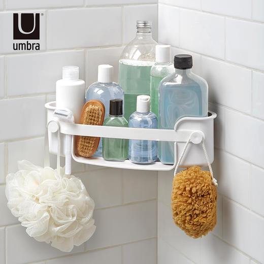 Umbra 吸盘浴室置物架免打孔卫生间收纳筐篮卫浴壁挂吸壁式三角形 Otbhome全球精选