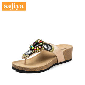 商场同款 | Safiya/索菲娅夏季坡跟夹趾人字女拖鞋SF82110039