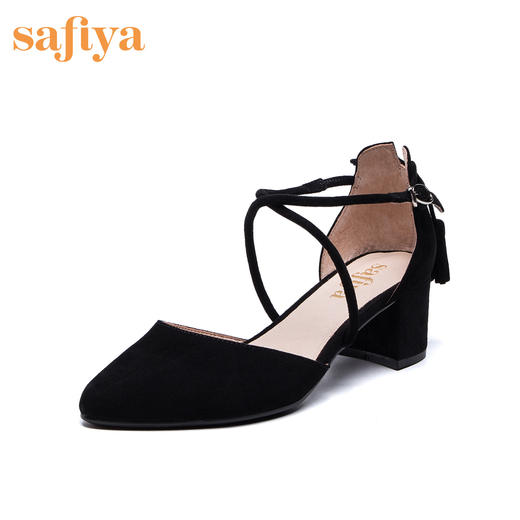 商场同款 | Safiya/索菲娅春款绒面羊皮浅口圆头粗高跟单鞋女鞋SF91114105 商品图1