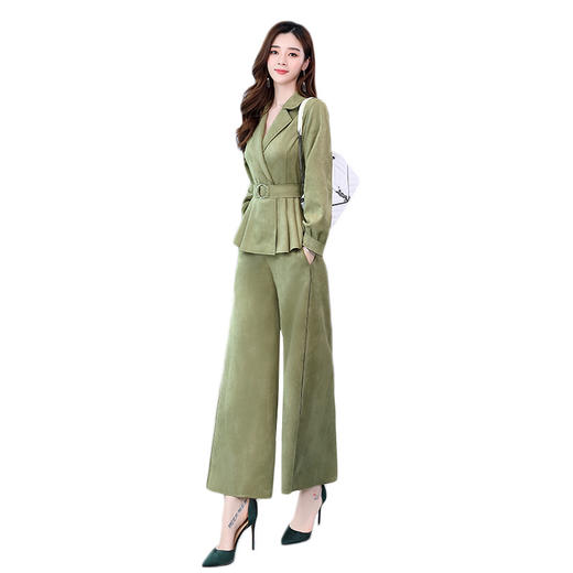 LY-GJ92006春装新款韩版洋气减龄气质百搭鹿皮绒西装两件套 商品图4