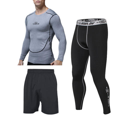 【速干休闲跑步紧身裤套装】秋冬服饰套装男  篮球训练男士健身服 商品图8