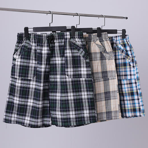 【爆款】男士沙滩裤梭织全棉格子彩纱条纹印花舒适休闲加袋加长家居裤3103/3100/3102/3104/13102 商品图4