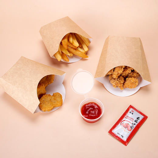 喇叭花一次性薯条盒牛皮纸鸡米花炸鸡盒汉堡小吃打包外卖包装盒 商品图4