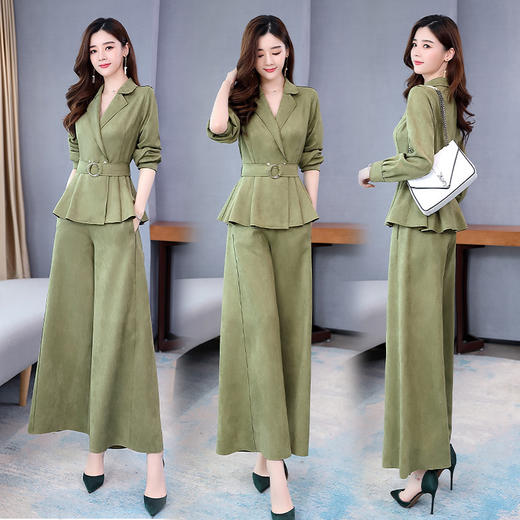 LY-GJ92006春装新款韩版洋气减龄气质百搭鹿皮绒西装两件套 商品图2