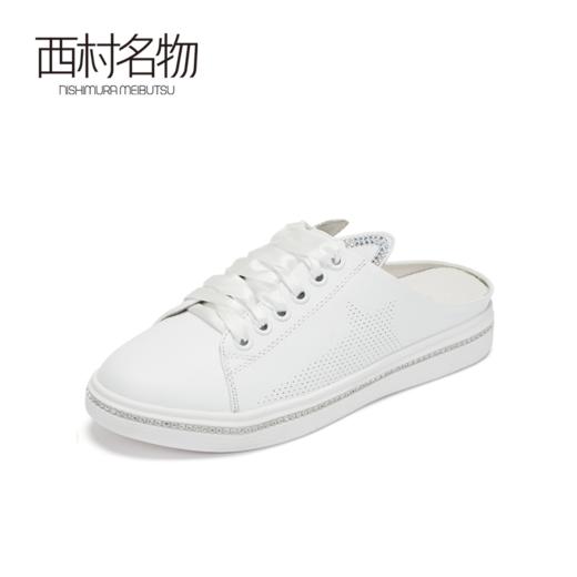 西村名物休闲牛皮绑带小白鞋半拖鞋X29AH15471 商品图2