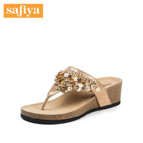 商场同款 | Safiya/索菲娅夏季亮片坡跟人字女拖鞋SF82110047
