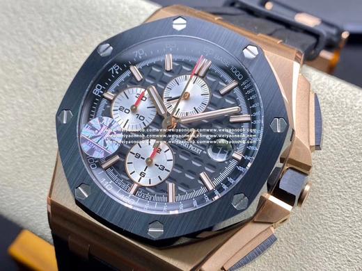 JF爱彼26400。克隆原装3126机械计时机芯！原装正品1:1开模，尺寸重量无差距！全功能计时！硅胶表带，男士手表，透底 商品图9