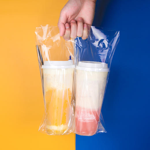 喇叭花 一次性打包袋子双杯袋单杯袋奶茶外卖袋饮料袋塑料袋100个 商品图1