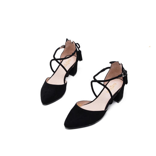 商场同款 | Safiya/索菲娅春款绒面羊皮浅口圆头粗高跟单鞋女鞋SF91114105 商品图4