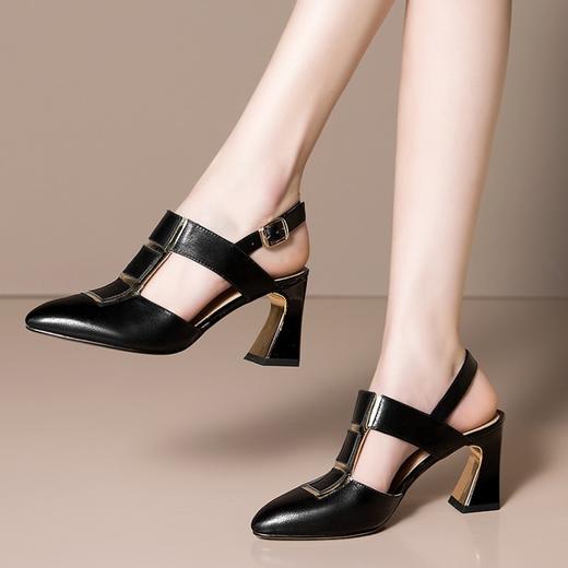 OLD-930新款夏季包头一字式扣后空欧美风高跟鞋 商品图1