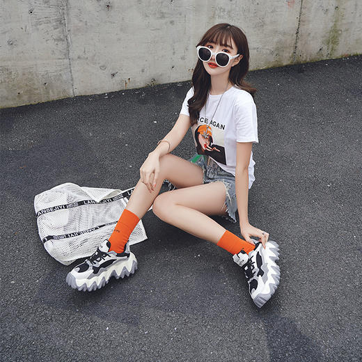 【爆款】safiya索菲娅新款拼色小虎牙运动鞋大波浪老爹鞋女鞋SF01112410 商品图1