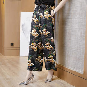 GG 79651 款宽松垂感直筒阔腿裤显瘦桑蚕丝裤