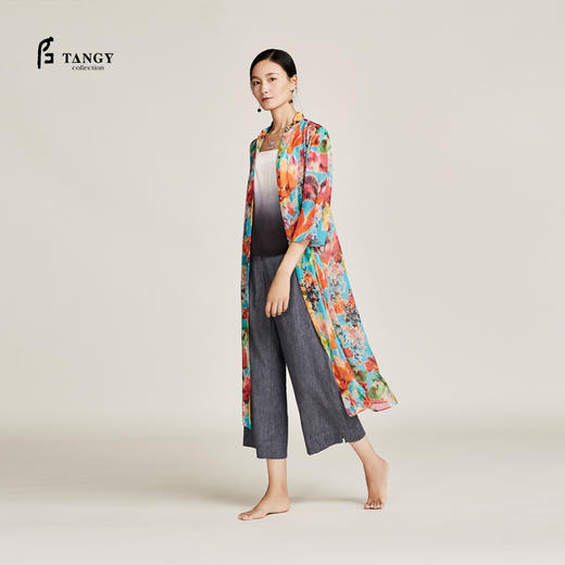 TANGY Collection天意弹力真丝吊染背心 商品图0