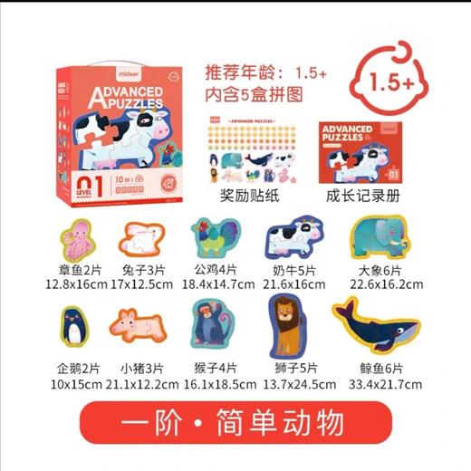 【品牌方直发】弥鹿Mideer儿童早教益智进阶大块拼图玩具 商品图3